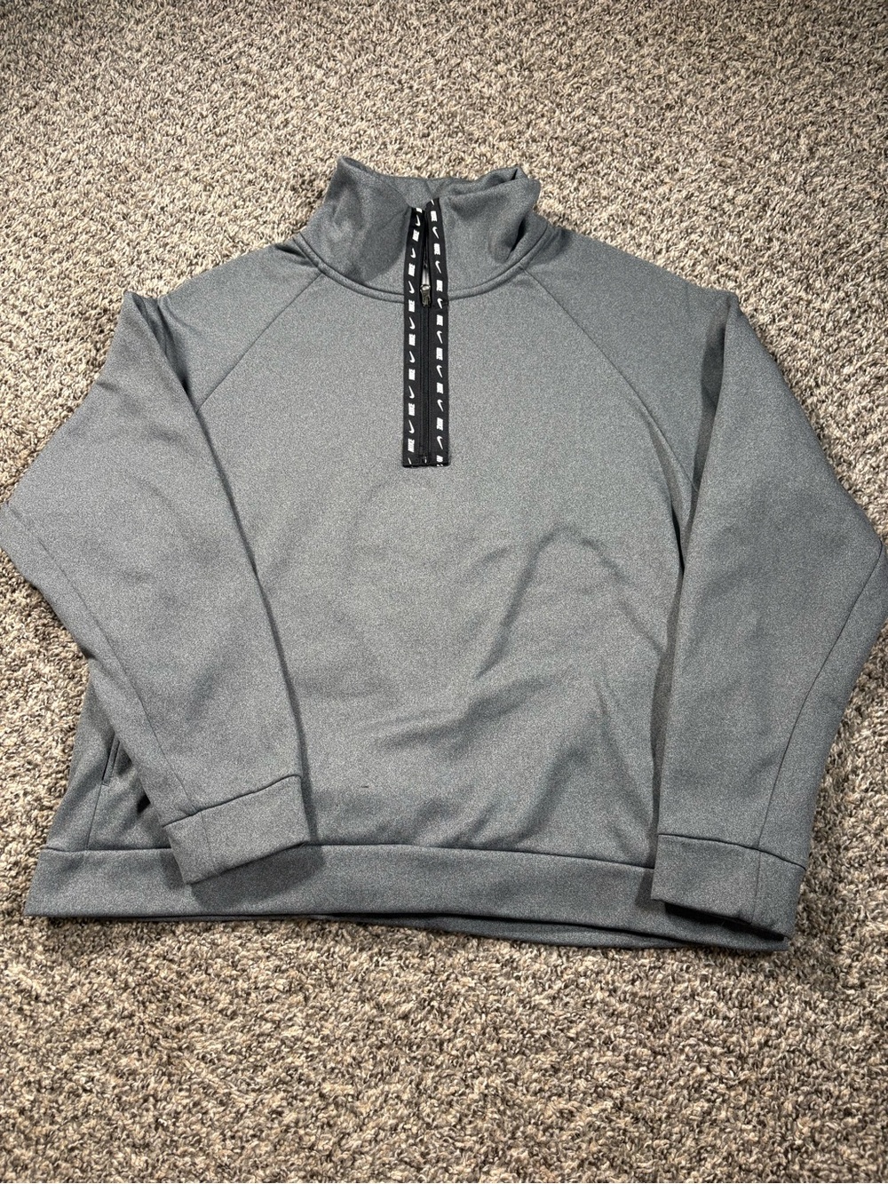 Nike Gray Half-Zip Pullover Sweatshirt with Logo Trim